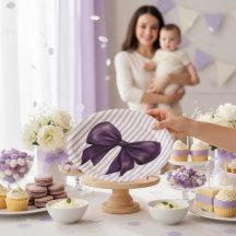 Elegant Purple Bow Baby Shower