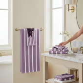 Elegant Purple Bow Striped Bathroom Set バスタオルセット