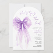 Elegant Purple Bow Watercolor Arch Bridal Shower 招待状 (正面)