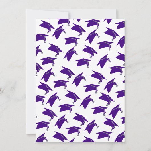 Elegant purple caps graduation ceremony invitation 招待状 (裏面)