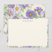 Elegant Purple Cosmos Floral Personalized ノートカード (正面/裏面)