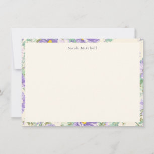 Elegant Purple Cosmos Floral Personalized ノートカード