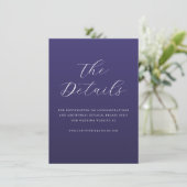 Elegant Purple Cursive Wedding Details Card エンクロージャーカード (スタンド正面)