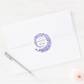 Elegant Purple Damask Wedding ラウンドシール (封筒)