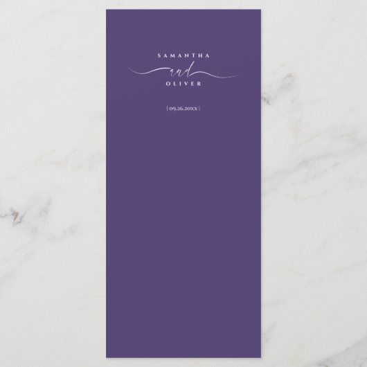 Elegant Purple Damask Wedding Menu Card メニュー (裏面)