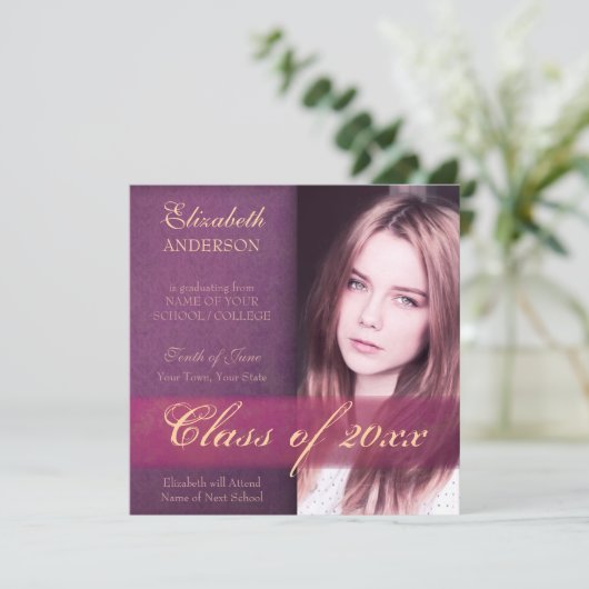 Elegant Purple Daughter's Graduation  案内状 (スタンド正面)