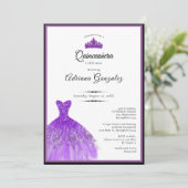 Elegant Purple Dress 15th Birthday Quinceanera 招待状 (スタンド正面)