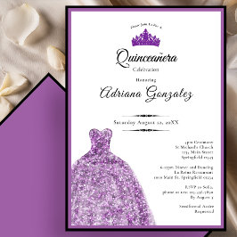 Elegant Purple Dress 15th Birthday Quinceanera 招待状