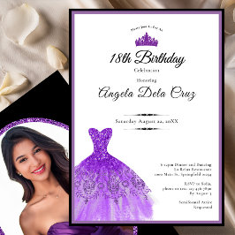 Elegant purple dress 18th birthday debut 招待状