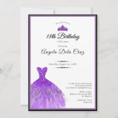 Elegant purple dress 18th birthday debut 招待状 (正面)