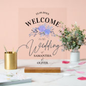 Elegant Purple Floral Acrylic Wedding Welcome Sign アクリルサイン (ウェディング)
