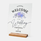 Elegant Purple Floral Acrylic Wedding Welcome Sign アクリルサイン (傾斜)
