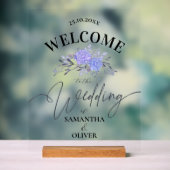 Elegant Purple Floral Acrylic Wedding Welcome Sign アクリルサイン (ニュートラル)