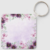 Elegant Purple Floral Birthday Invitation キーホルダー (裏面)