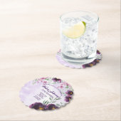 Elegant Purple Floral Birthday Invitation ペーパーコースター (インサイチュ)