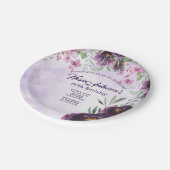 Elegant Purple Floral Birthday Invitation ペーパープレート (アングル)