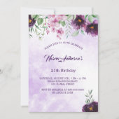 Elegant Purple Floral Birthday Invitation 招待状 (正面)