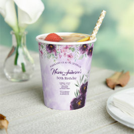 Elegant Purple Floral Birthday Invitation 紙コップ