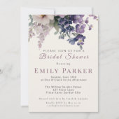 Elegant Purple Floral Bridal Shower 招待状 (正面)