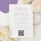 Elegant Purple Floral Crest All in One Wedding 招待状