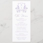Elegant Purple Floral Crest Monogram Wedding メニュー (正面)