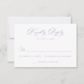 Elegant Purple Floral Crest Monogram Wedding 出欠カード (正面)
