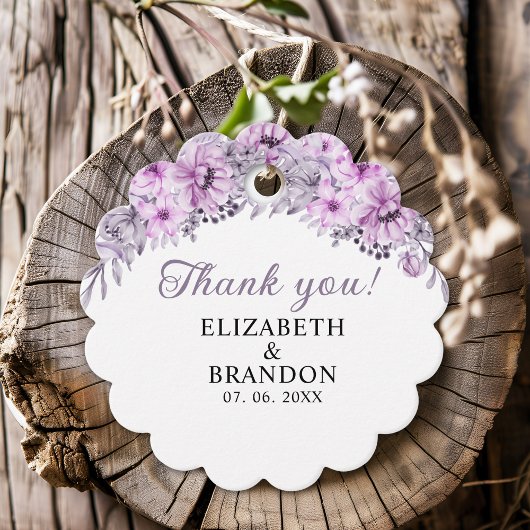 Elegant Purple Floral Decorations Wedding  フェイバータグ