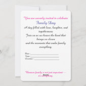 Elegant Purple Floral Family Day Greeting Card 招待状 (裏面)