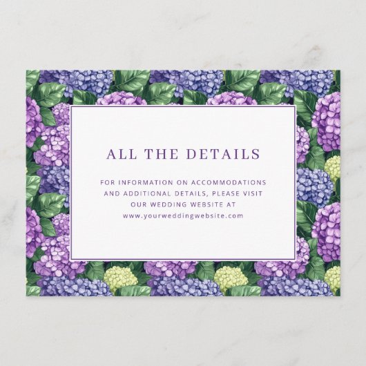 Elegant Purple Floral Hydrangea Border エンクロージャーカード (正面)