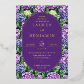Elegant Purple Floral Invitation 箔招待状 (正面)