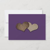 Elegant Purple Floral Lace Burlap Hearts Wedding 出欠カード (裏面)