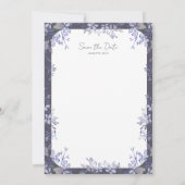 Elegant Purple Floral Photo Save the Date Card セーブザデート (裏面)