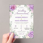 Elegant Purple Floral Watercolor Hydrangea  アクリル招待状 (インサイチュ (ポータブル))