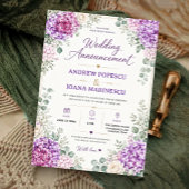 Elegant Purple Floral Watercolor Hydrangea  招待状