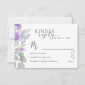 Elegant Purple Floral Watercolor Wedding RSVP (正面)