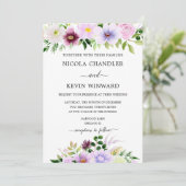 Elegant Purple Floral Wedding 招待状 (スタンド正面)