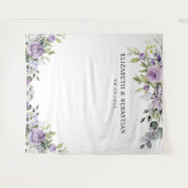 Elegant Purple Floral Wedding Backdrops タペストリー (正面(横))