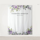 Elegant Purple Floral Wedding Backdrops タペストリー (正面)