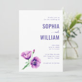 Elegant Purple Floral Wedding Invitation 招待状 (スタンド正面)