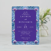 Elegant Purple Floral Wedding Invitation 箔招待状 (立ち正面)
