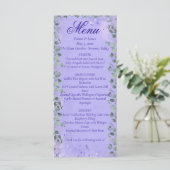 Elegant Purple Floral Wedding Menu Card メニュー (スタンド正面)