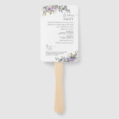 Elegant Purple Floral Wedding Program Hand Fan ハンドファン (裏面)