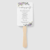 Elegant Purple Floral Wedding Program Hand Fan ハンドファン (裏面)