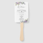Elegant Purple Floral Wedding Program Hand Fan ハンドファン (正面)