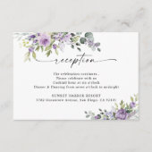 Elegant Purple Floral Wedding Reception  エンクロージャーカード (正面)