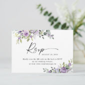 Elegant Purple Floral Wedding Website QR Code  出欠カード (スタンド正面)