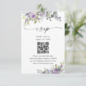 Elegant Purple Floral Wedding Website QR Code 出欠カード (スタンド正面)