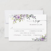Elegant Purple Floral Wedding With Meal Choice  出欠カード (正面)