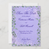 Elegant Purple Florals Wedding Save The Date Card 招待状 (正面)