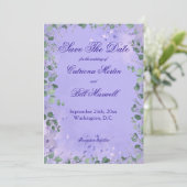Elegant Purple Florals Wedding Save The Date Card 招待状 (スタンド正面)